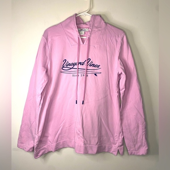 Vineyard Vines Logo Pink Hoodie Sweatshirt 100 Percent Cotton Size Medium - Picture 1 of 16
